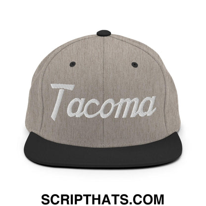 Tacoma Script Snapback Hat Heather Black