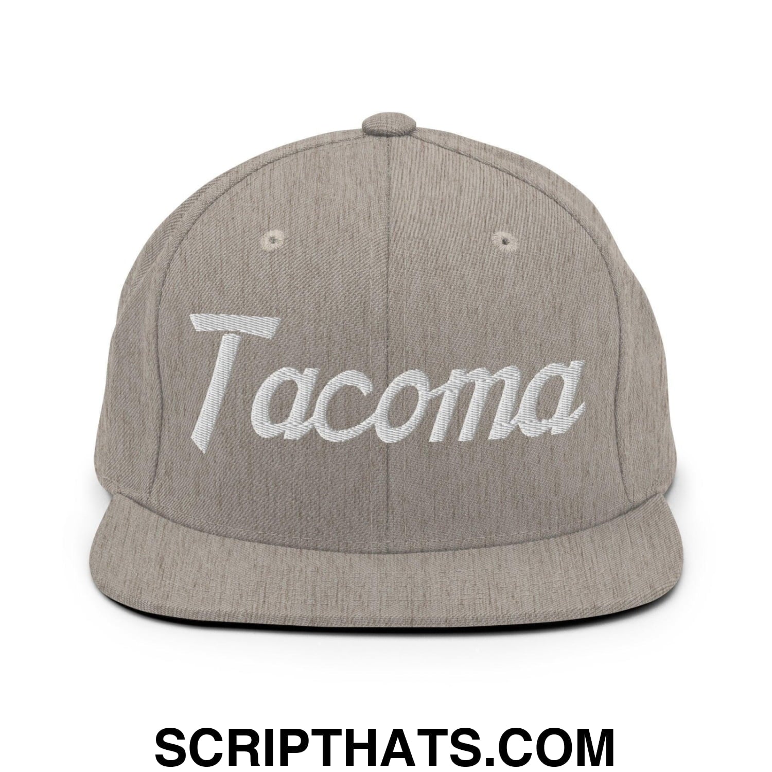 Tacoma Script Snapback Hat Heather Grey