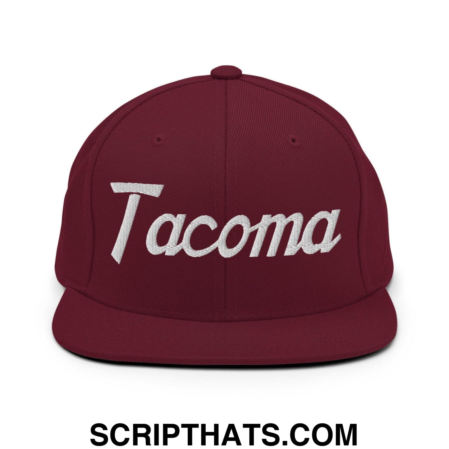 Tacoma Script Snapback Hat Maroon