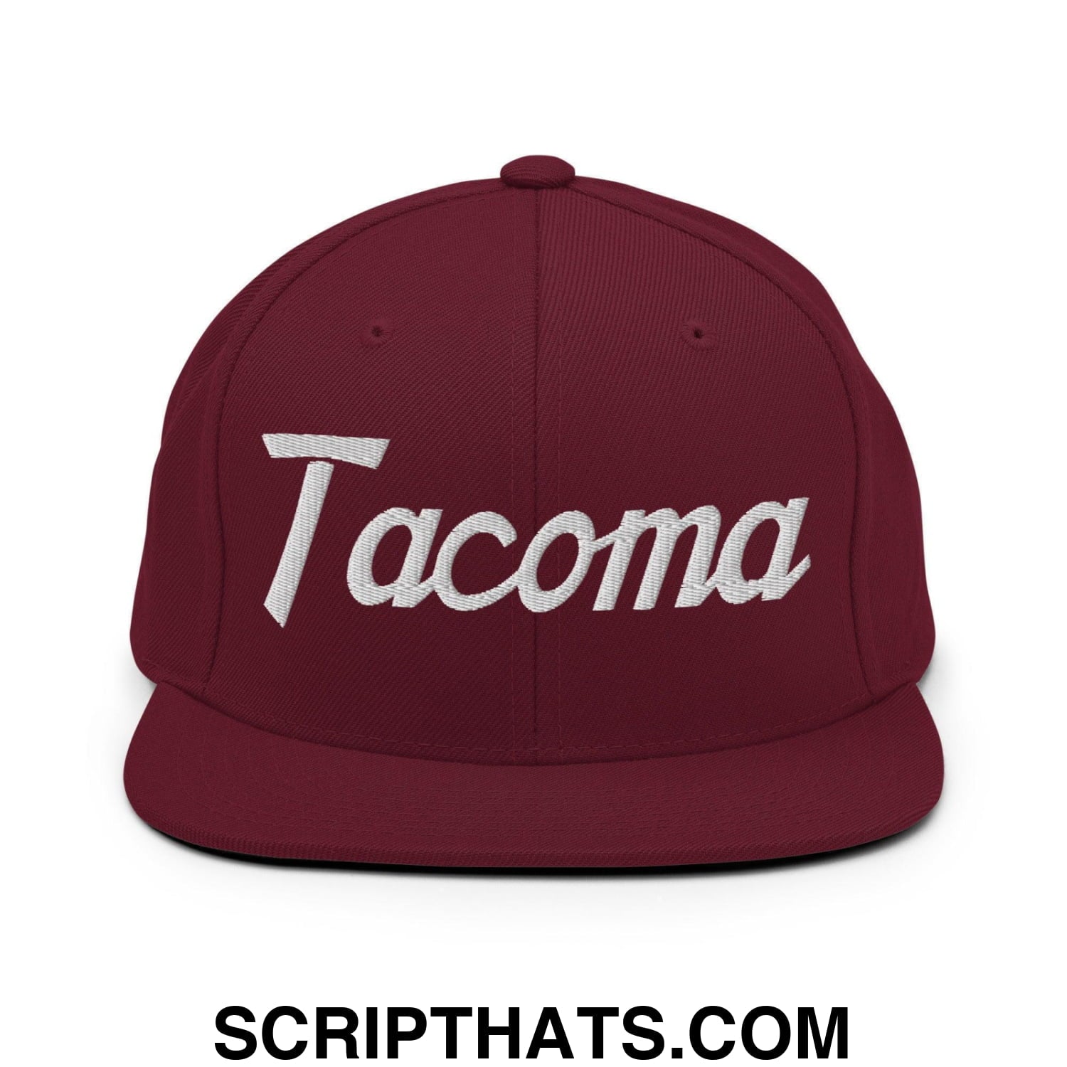 Tacoma Script Snapback Hat Maroon