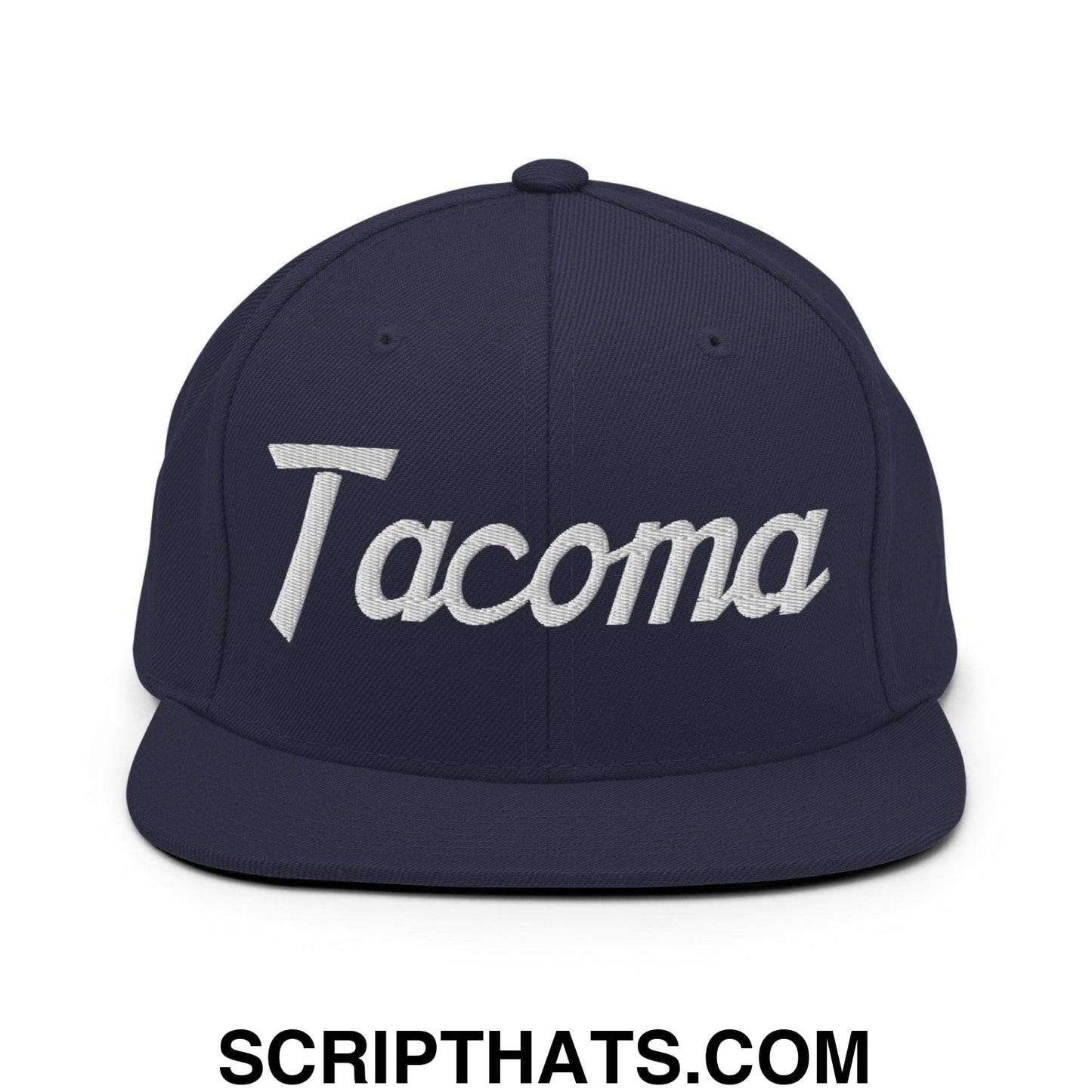 Tacoma Script Snapback Hat Navy
