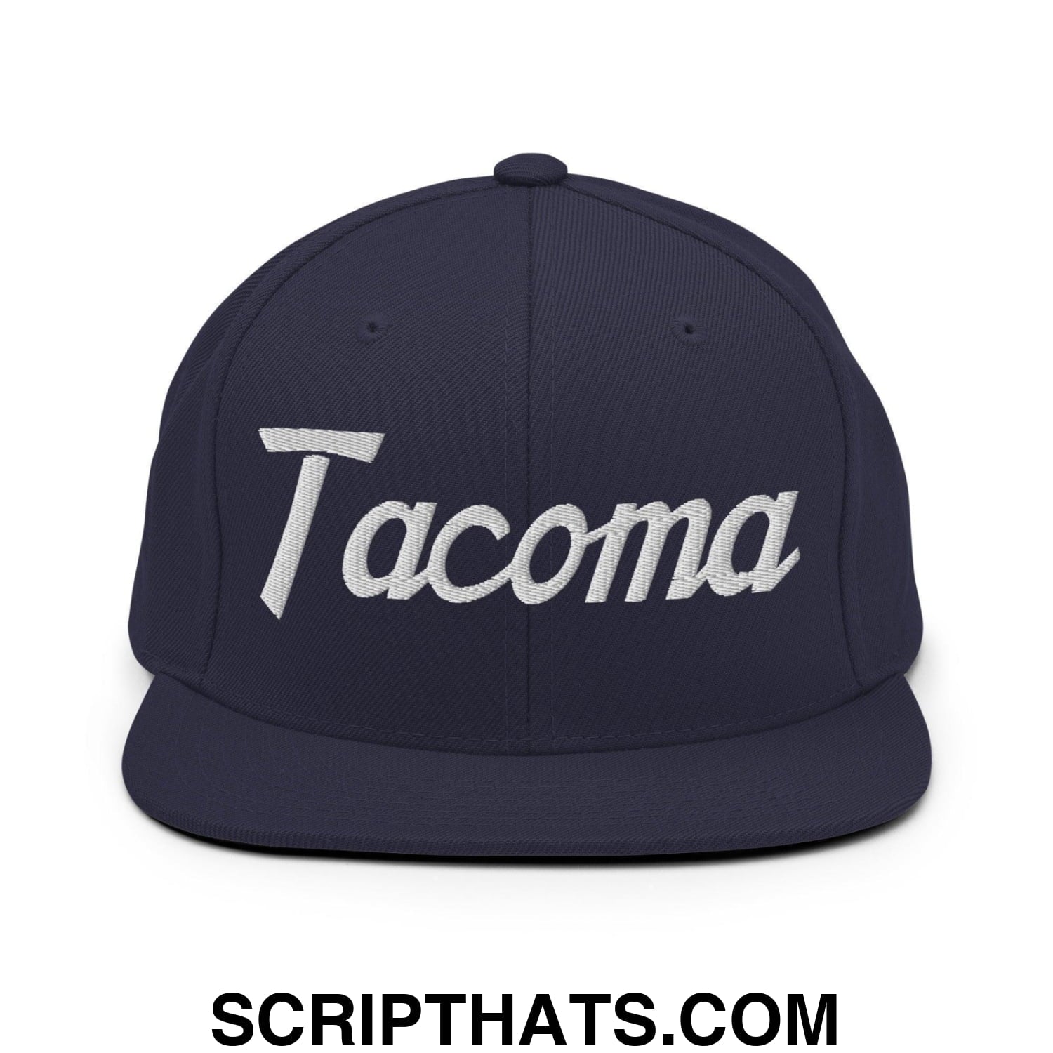 Tacoma Script Snapback Hat Navy