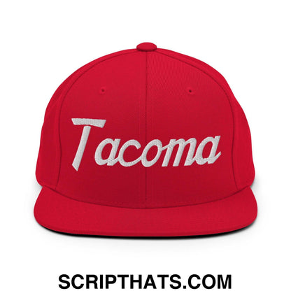 Tacoma Script Snapback Hat Red