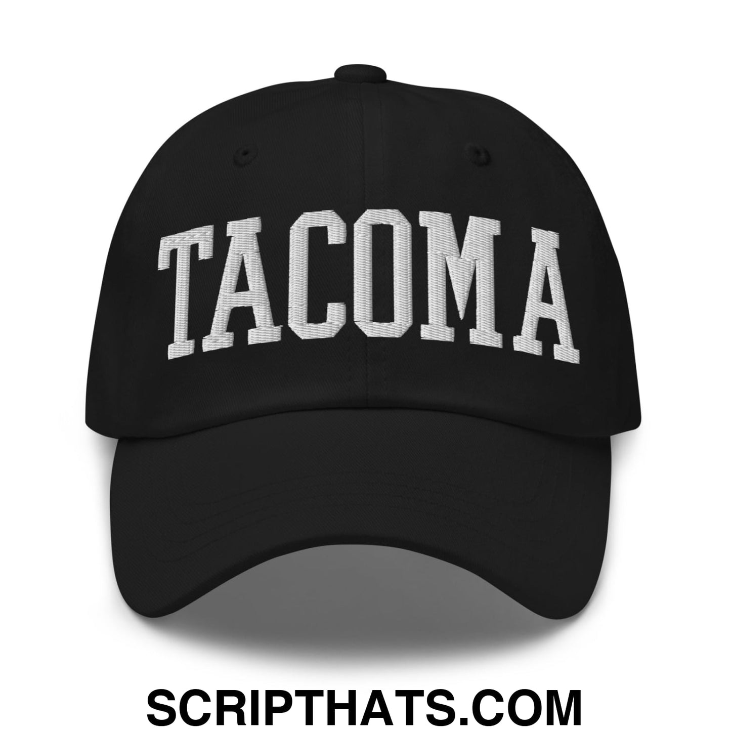 Tacoma Varisty College Block Embroidered Unstructured Dad Hat Black