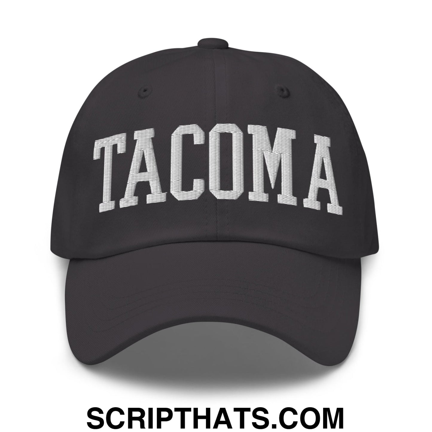 Tacoma Varisty College Block Embroidered Unstructured Dad Hat Dark Grey