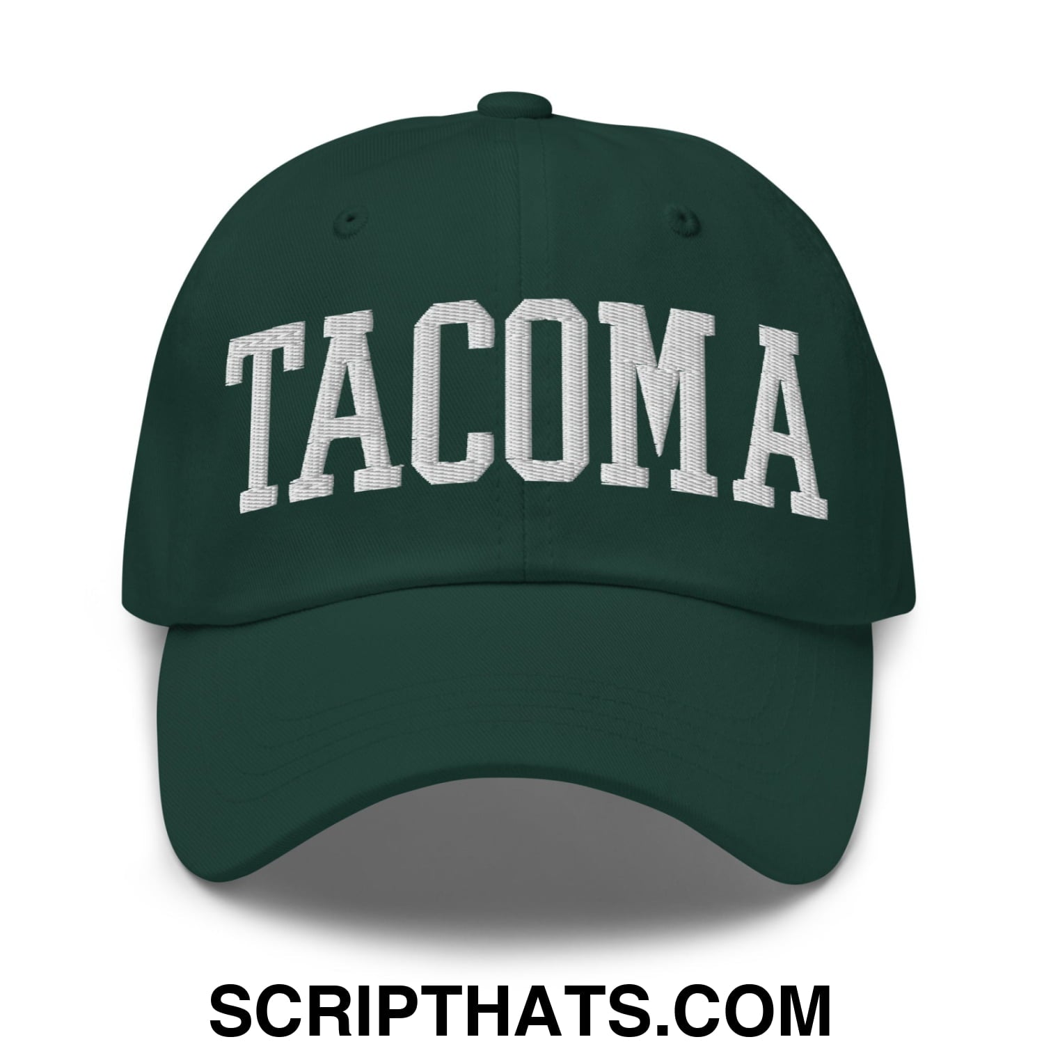 Tacoma Varisty College Block Embroidered Unstructured Dad Hat Spruce