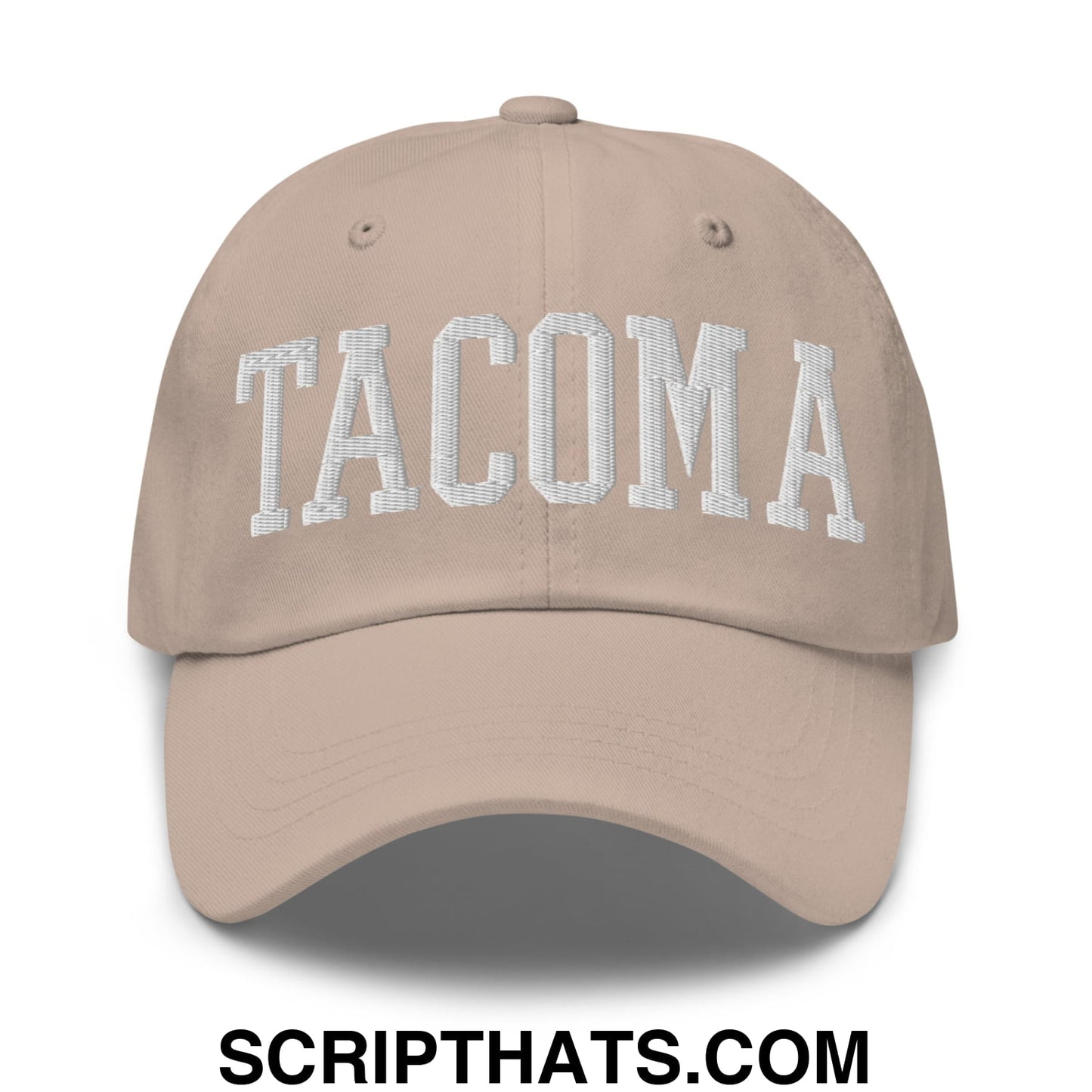 Tacoma Varisty College Block Embroidered Unstructured Dad Hat Stone