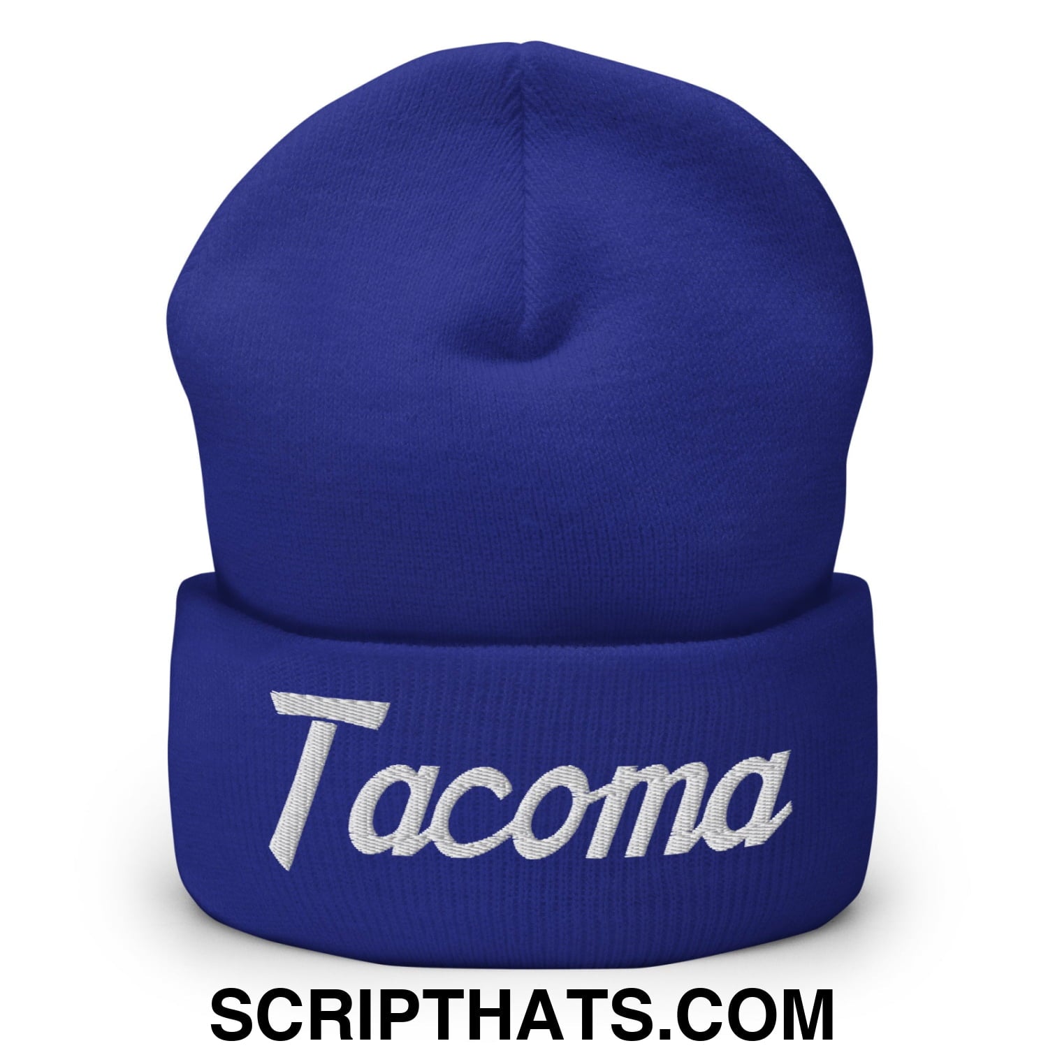Tacoma Vintage Sports Script Embroidered Knit Cuffed Beanie Royal