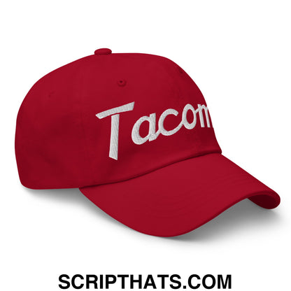 Tacoma Vintage Sports Script Embroidered Unstructured Dad Hat Cranberry