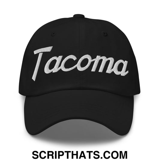 Tacoma Vintage Sports Script Embroidered Unstructured Dad Hat Black