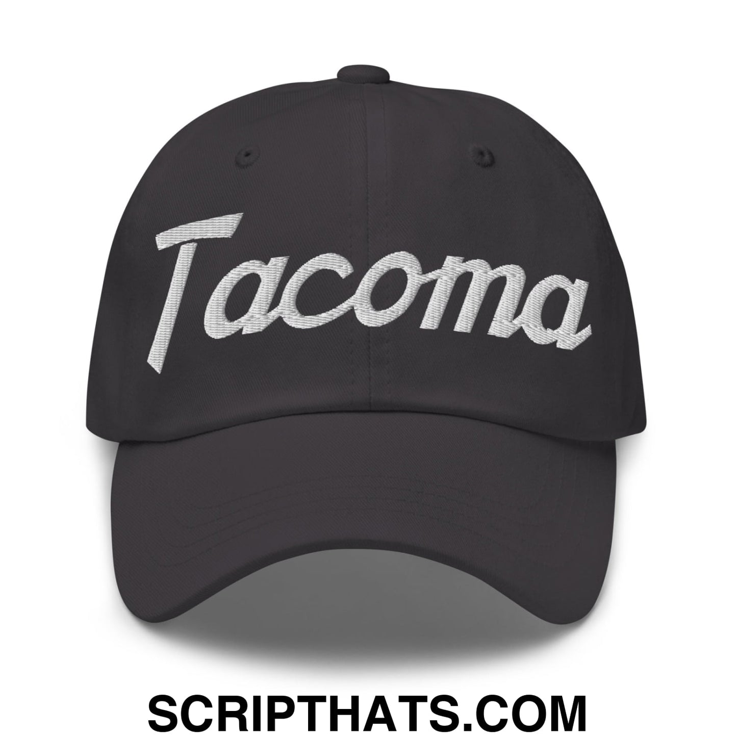 Tacoma Vintage Sports Script Embroidered Unstructured Dad Hat Dark Grey