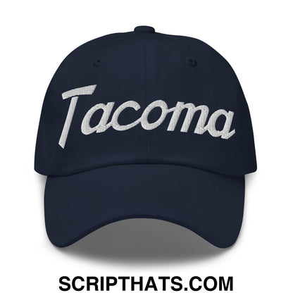 Tacoma Vintage Sports Script Embroidered Unstructured Dad Hat Navy
