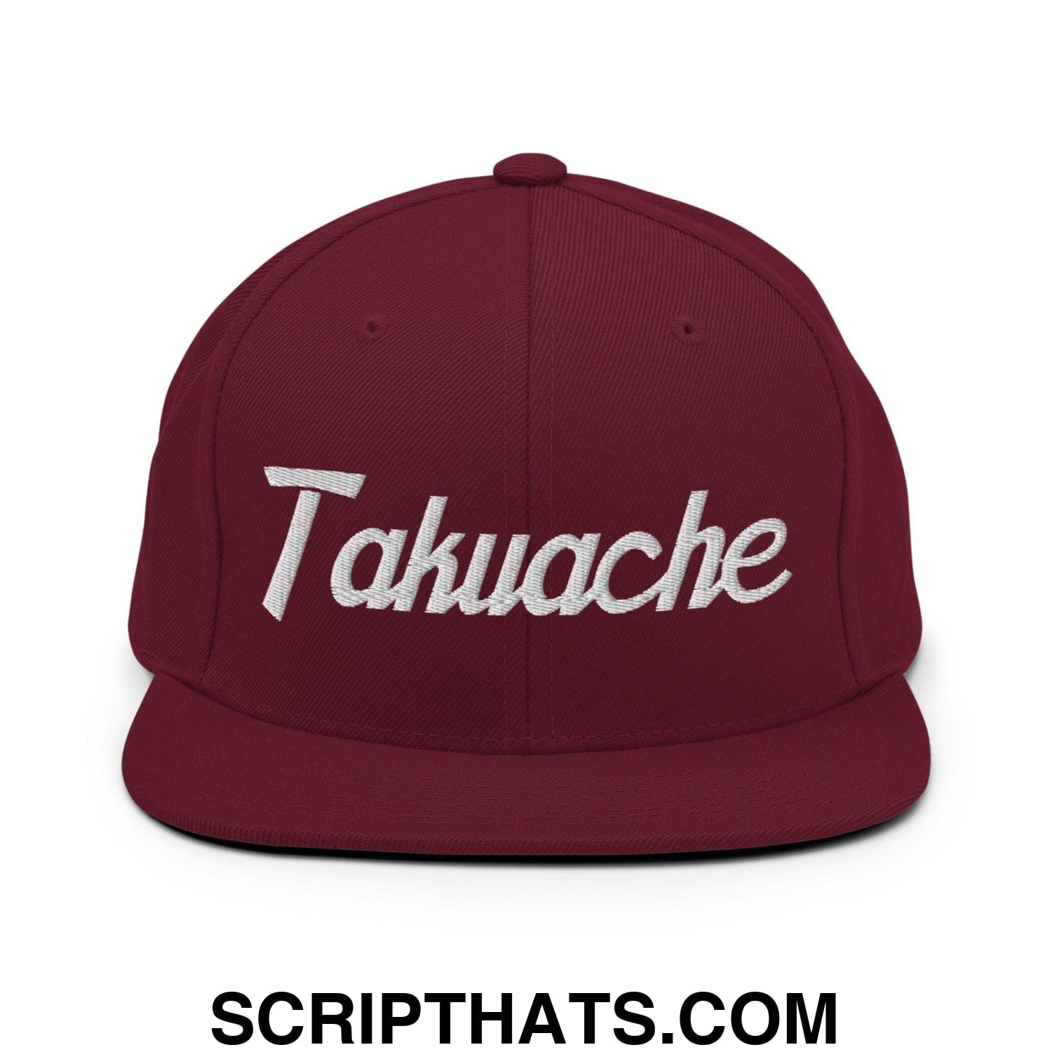 Takuache II Vintage Sports Script Snapback Hat Maroon
