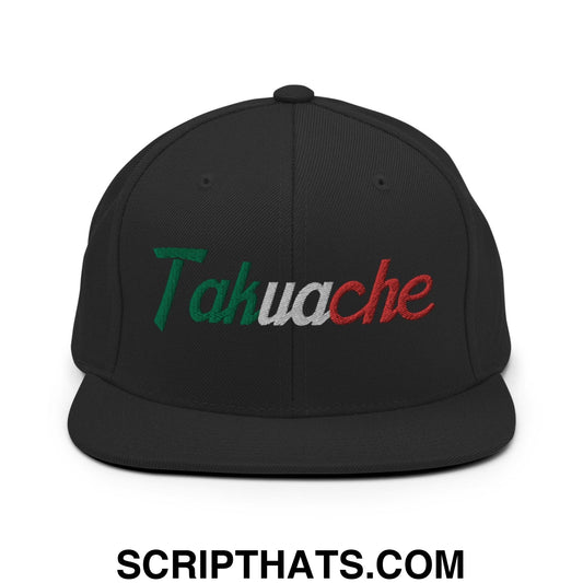 Takuache Vintage Sports Script Snapback Hat Black