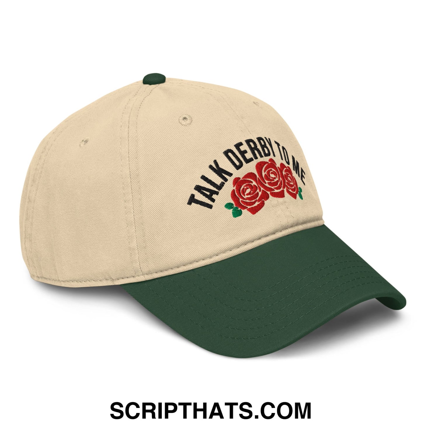 Talk Derby to Me Embroidered Baseball Dad Hat Dark Green Khaki