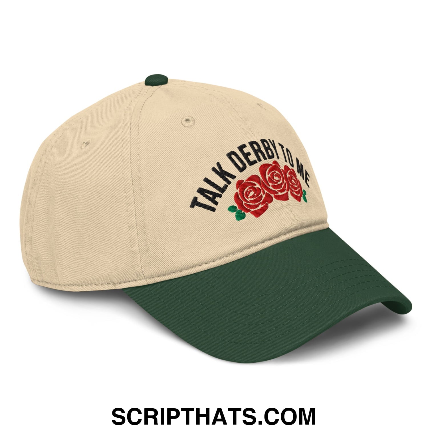 Talk Derby to Me Embroidered Baseball Dad Hat Dark Green Khaki