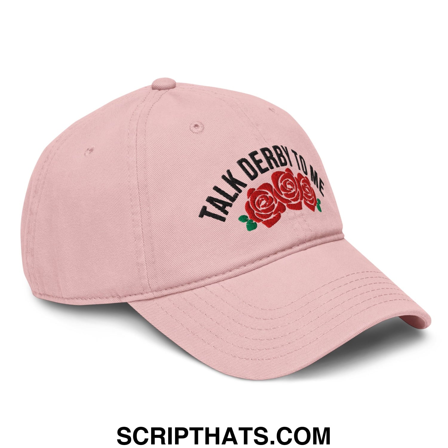 Talk Derby to Me Embroidered Baseball Dad Hat Dusty Rose