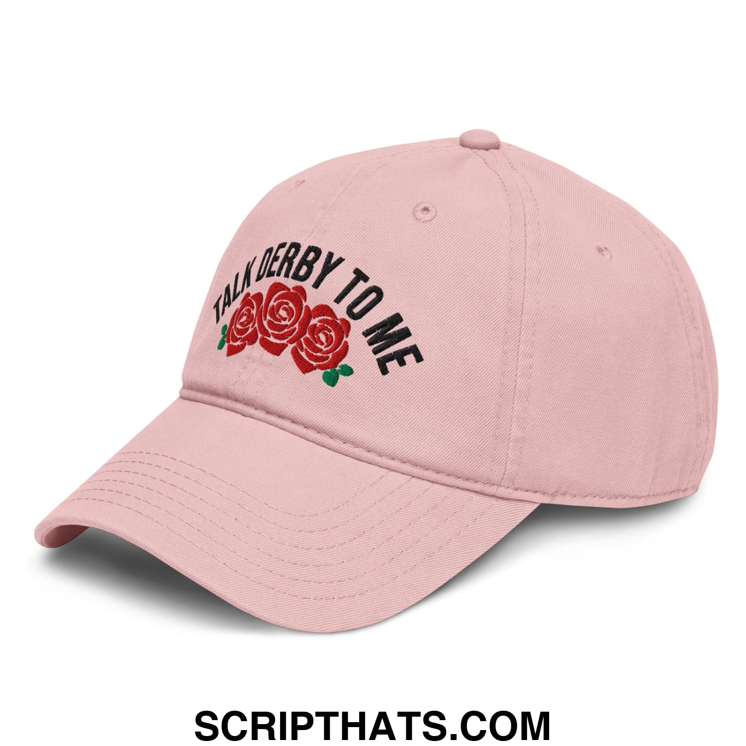 Talk Derby to Me Embroidered Baseball Dad Hat Dusty Rose