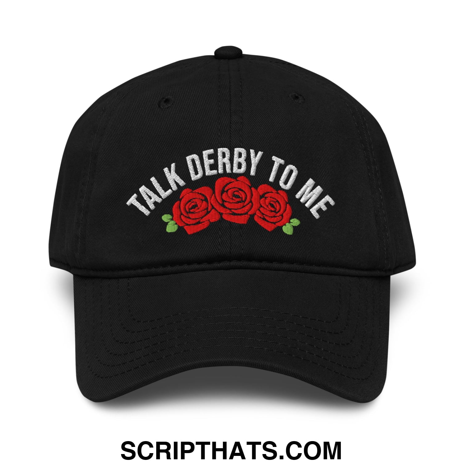 Talk Derby to Me Embroidered Baseball Dad Hat Black
