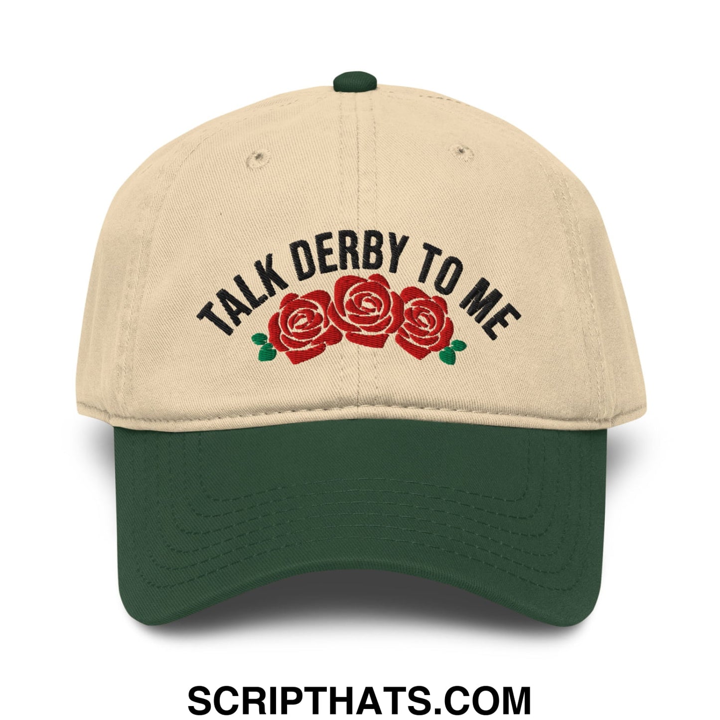 Talk Derby to Me Embroidered Baseball Dad Hat Dark Green Khaki
