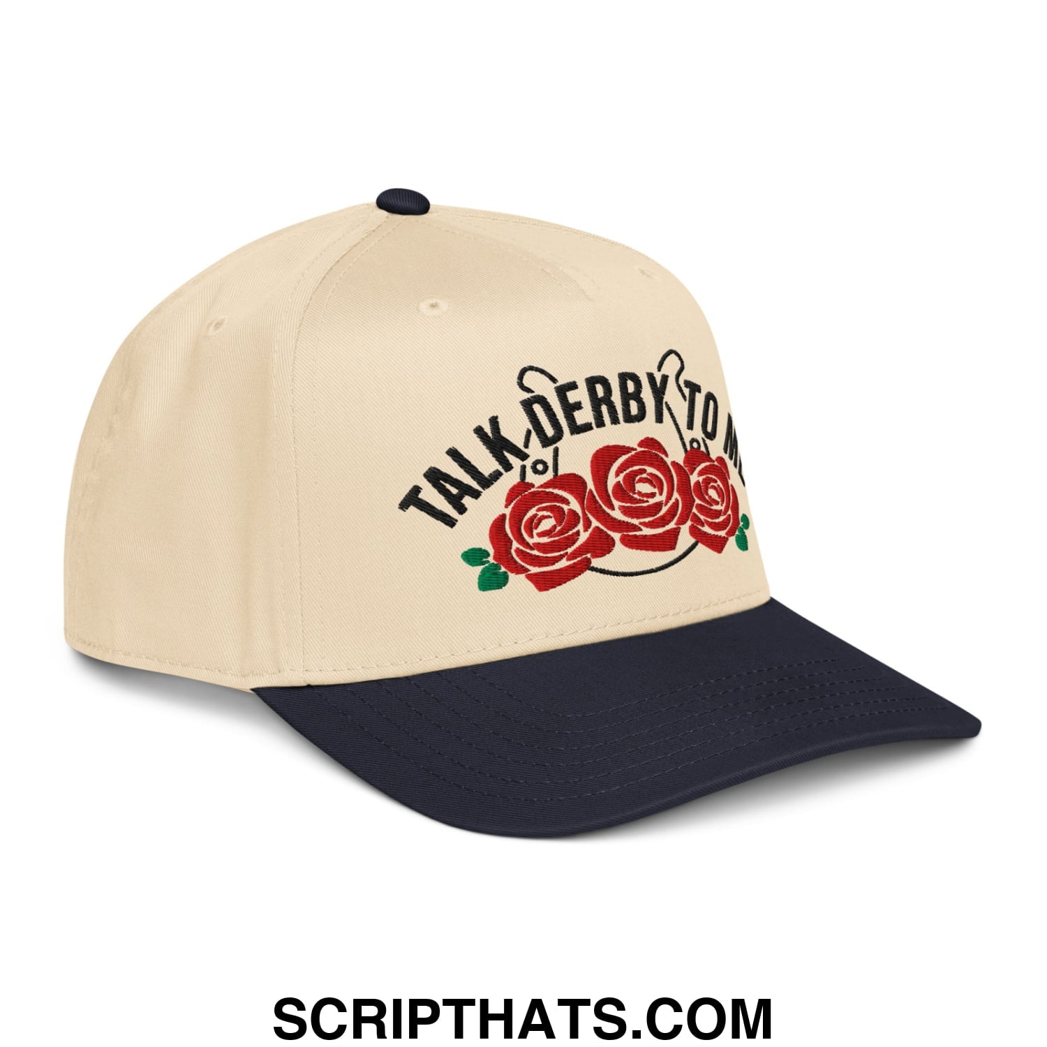 Talk Derby to Me Embroidered Baseball Snapback Hat Navy Natural