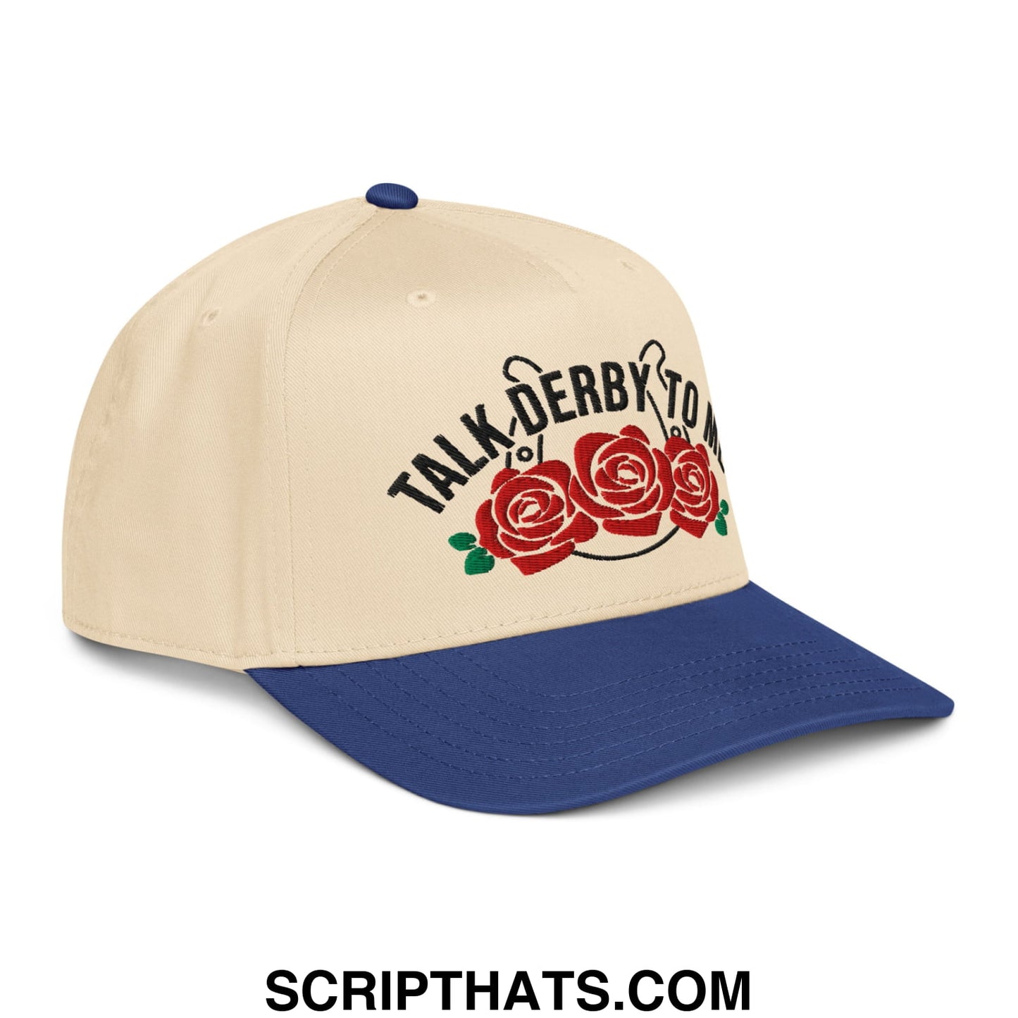 Talk Derby to Me Embroidered Baseball Snapback Hat Royal Natural