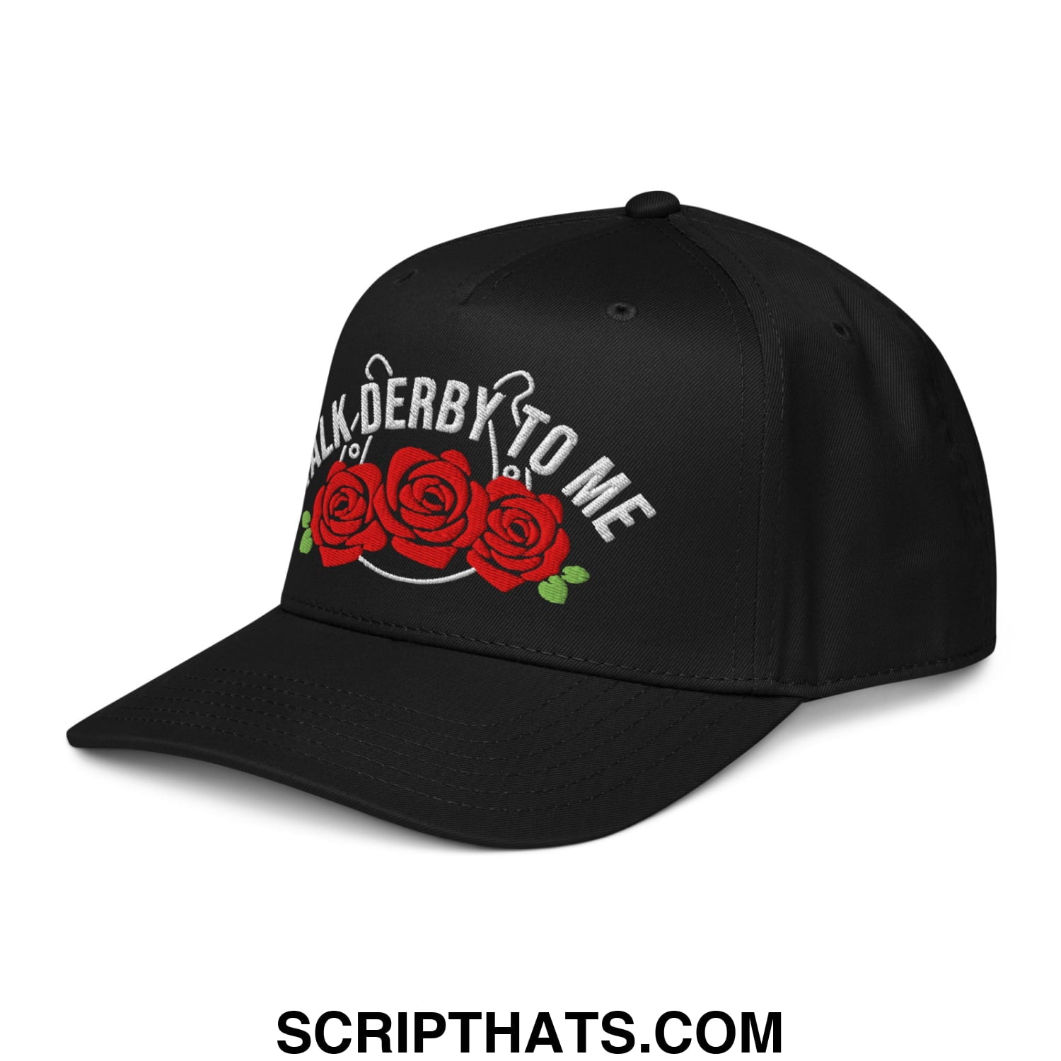 Talk Derby to Me Embroidered Baseball Snapback Hat Black
