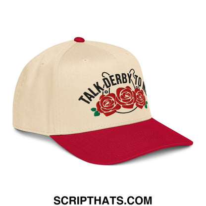 Talk Derby to Me Embroidered Baseball Snapback Hat Red Natural