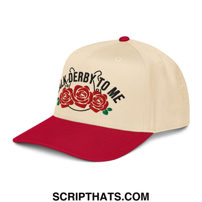 Talk Derby to Me Embroidered Baseball Snapback Hat Red Natural