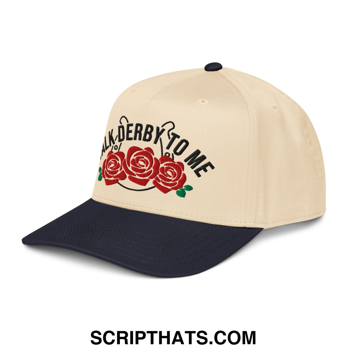 Talk Derby to Me Embroidered Baseball Snapback Hat Navy Natural
