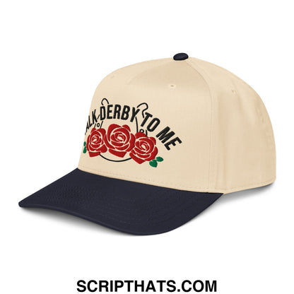 Talk Derby to Me Embroidered Baseball Snapback Hat Navy Natural
