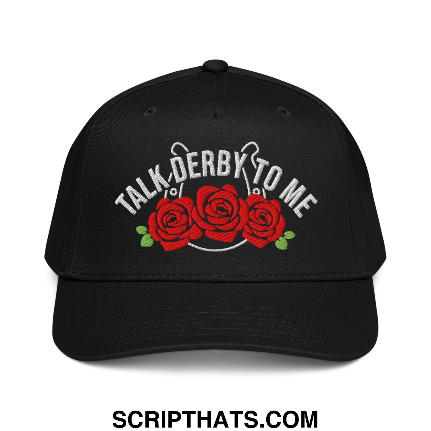 Talk Derby to Me Embroidered Baseball Snapback Hat Black