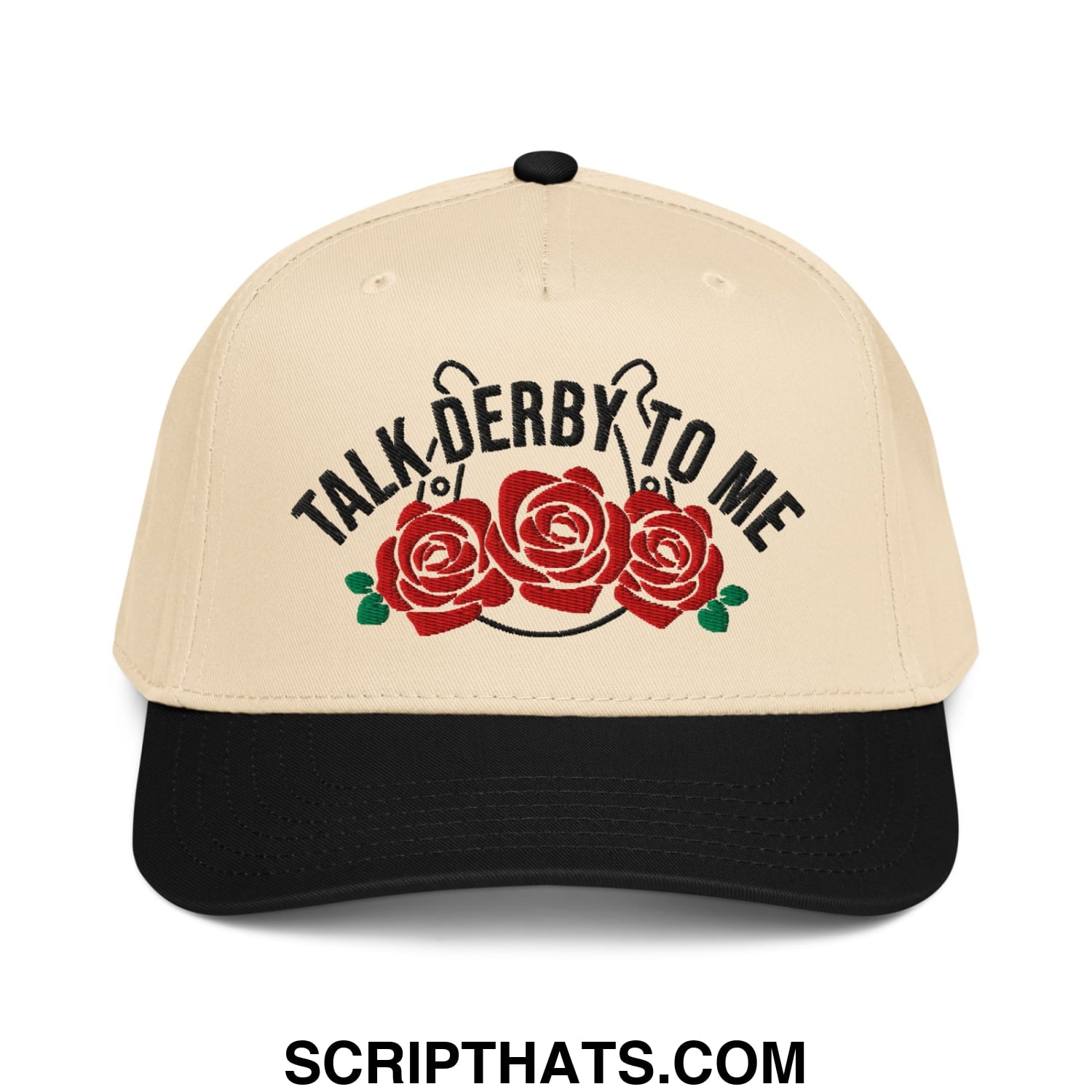 Talk Derby to Me Embroidered Baseball Snapback Hat Black Natural