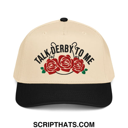 Talk Derby to Me Embroidered Baseball Snapback Hat Black Natural