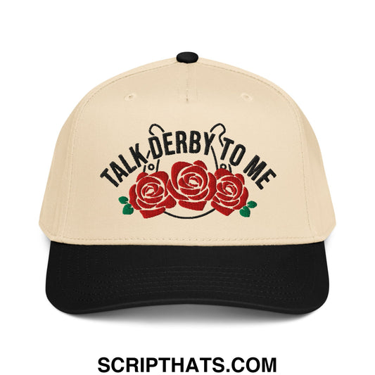 Talk Derby to Me Embroidered Baseball Snapback Hat Black Natural