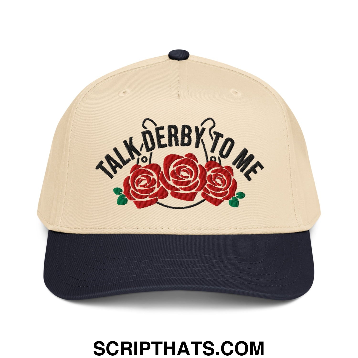 Talk Derby to Me Embroidered Baseball Snapback Hat Navy Natural