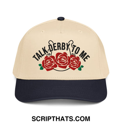 Talk Derby to Me Embroidered Baseball Snapback Hat Navy Natural