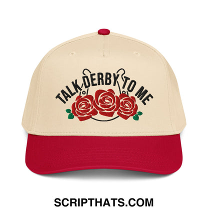 Talk Derby to Me Embroidered Baseball Snapback Hat Red Natural