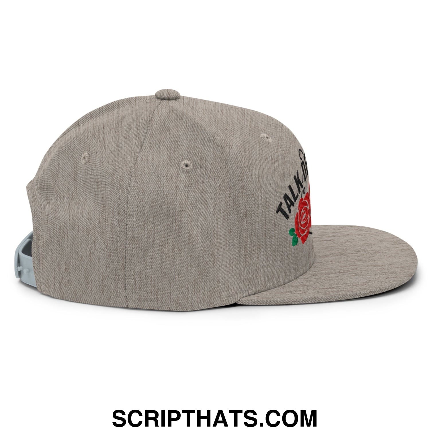 Talk Derby to Me Embroidered Flat Bill Brim Snapback Hat Heather Grey