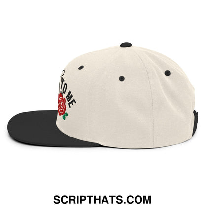 Talk Derby to Me Embroidered Flat Bill Brim Snapback Hat Natural Black