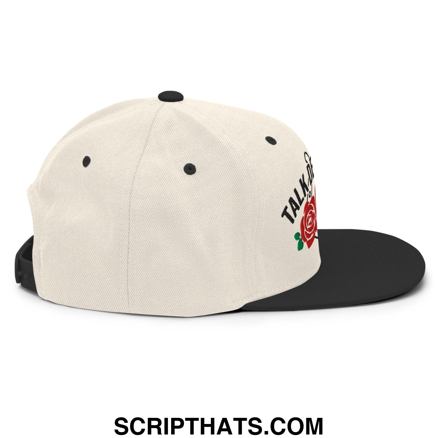 Talk Derby to Me Embroidered Flat Bill Brim Snapback Hat Natural Black