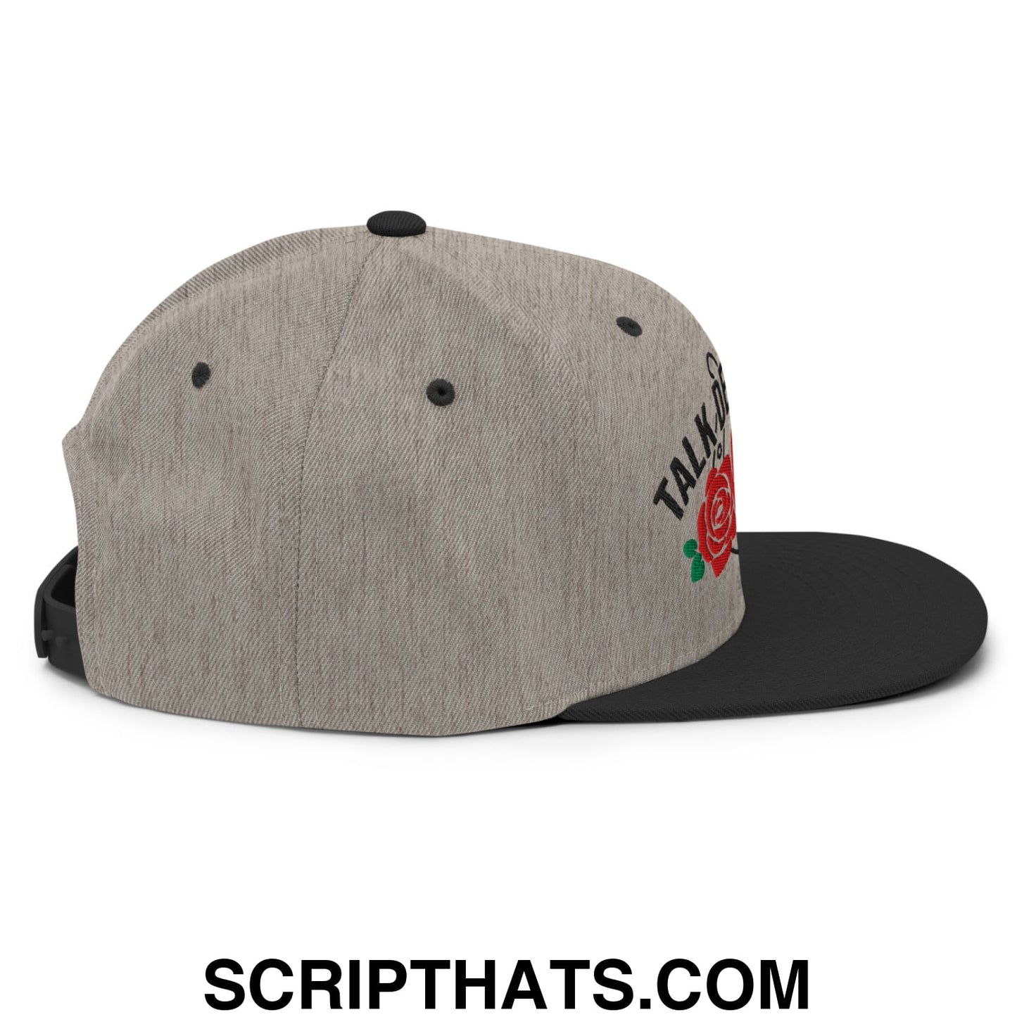 Talk Derby to Me Embroidered Flat Bill Brim Snapback Hat Heather Black