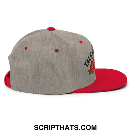 Talk Derby to Me Embroidered Flat Bill Brim Snapback Hat Heather Grey Red