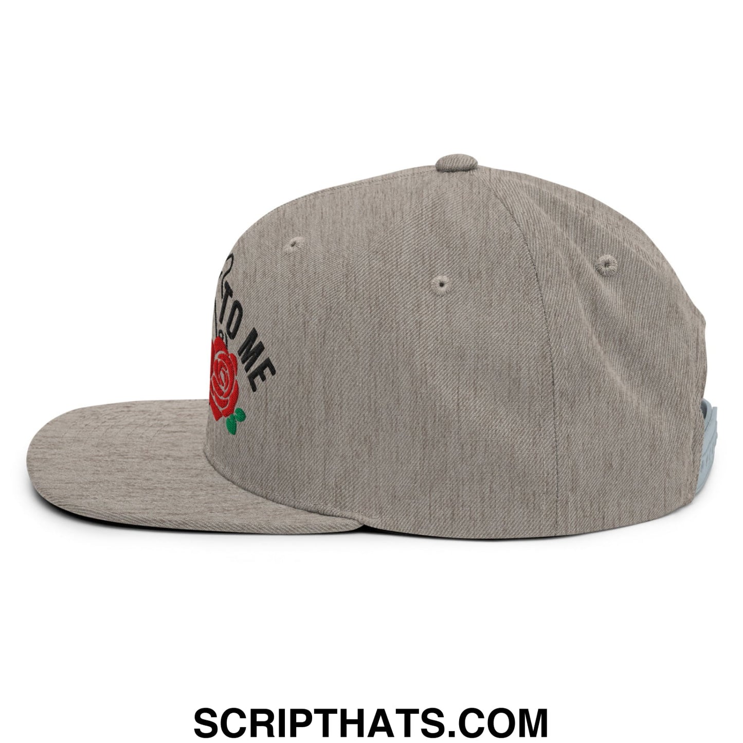 Talk Derby to Me Embroidered Flat Bill Brim Snapback Hat Heather Grey