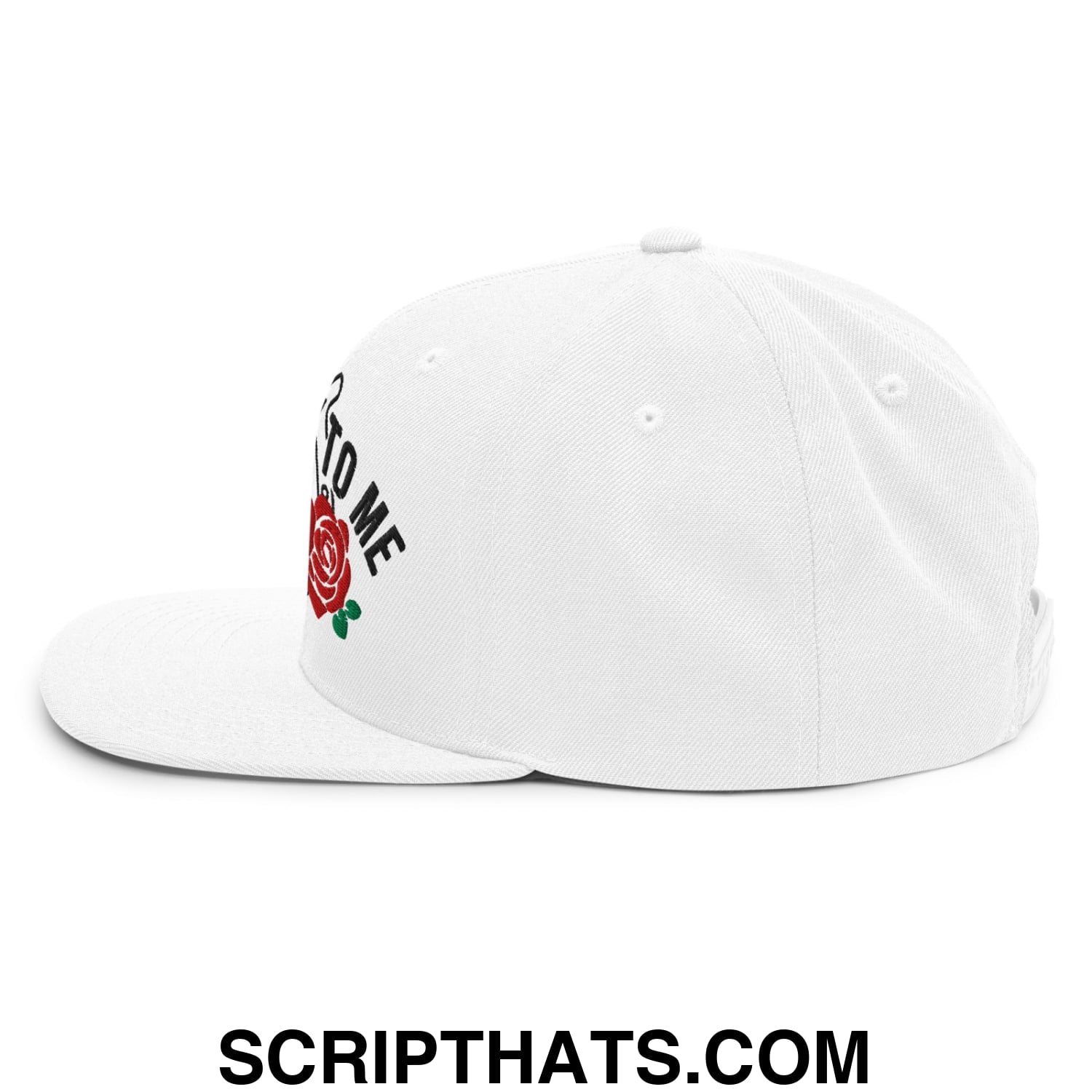 Talk Derby to Me Embroidered Flat Bill Brim Snapback Hat White