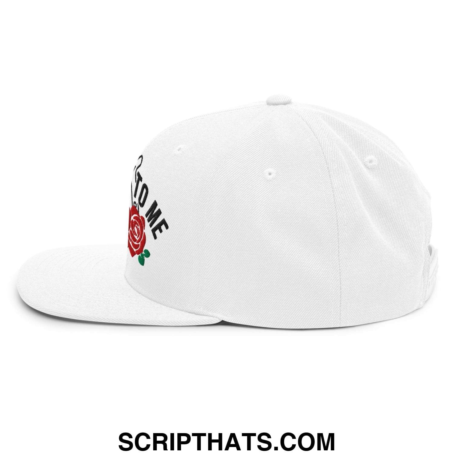 Talk Derby to Me Embroidered Flat Bill Brim Snapback Hat White