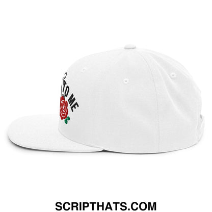 Talk Derby to Me Embroidered Flat Bill Brim Snapback Hat White