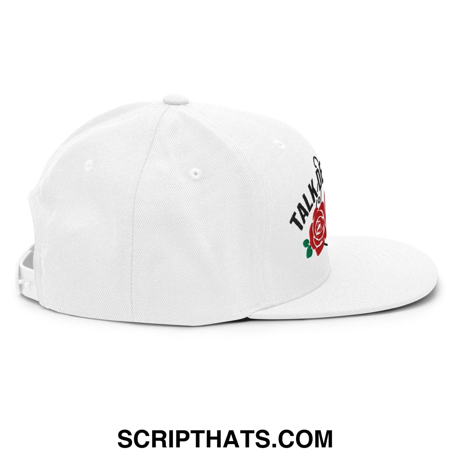 Talk Derby to Me Embroidered Flat Bill Brim Snapback Hat White