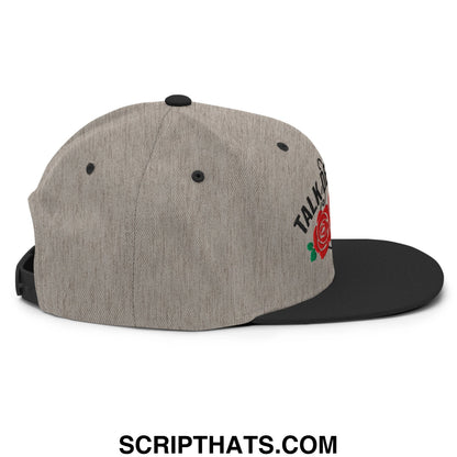 Talk Derby to Me Embroidered Flat Bill Brim Snapback Hat Heather Black