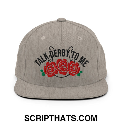 Talk Derby to Me Embroidered Flat Bill Brim Snapback Hat Heather Grey